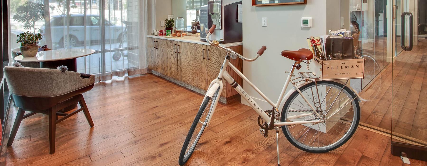 a bicycle in a room